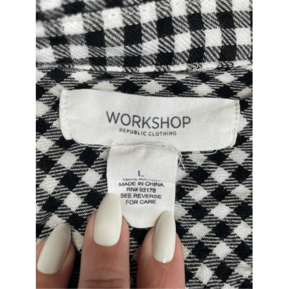 Workshop Gingham Check Button Down Shirt Womens L… - image 3